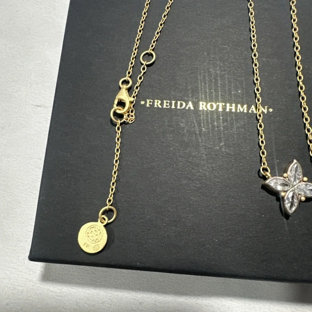 NEW $195 Freida Rothman Fleur Bloom Petal‎ Pendant Sterling Silver Necklace